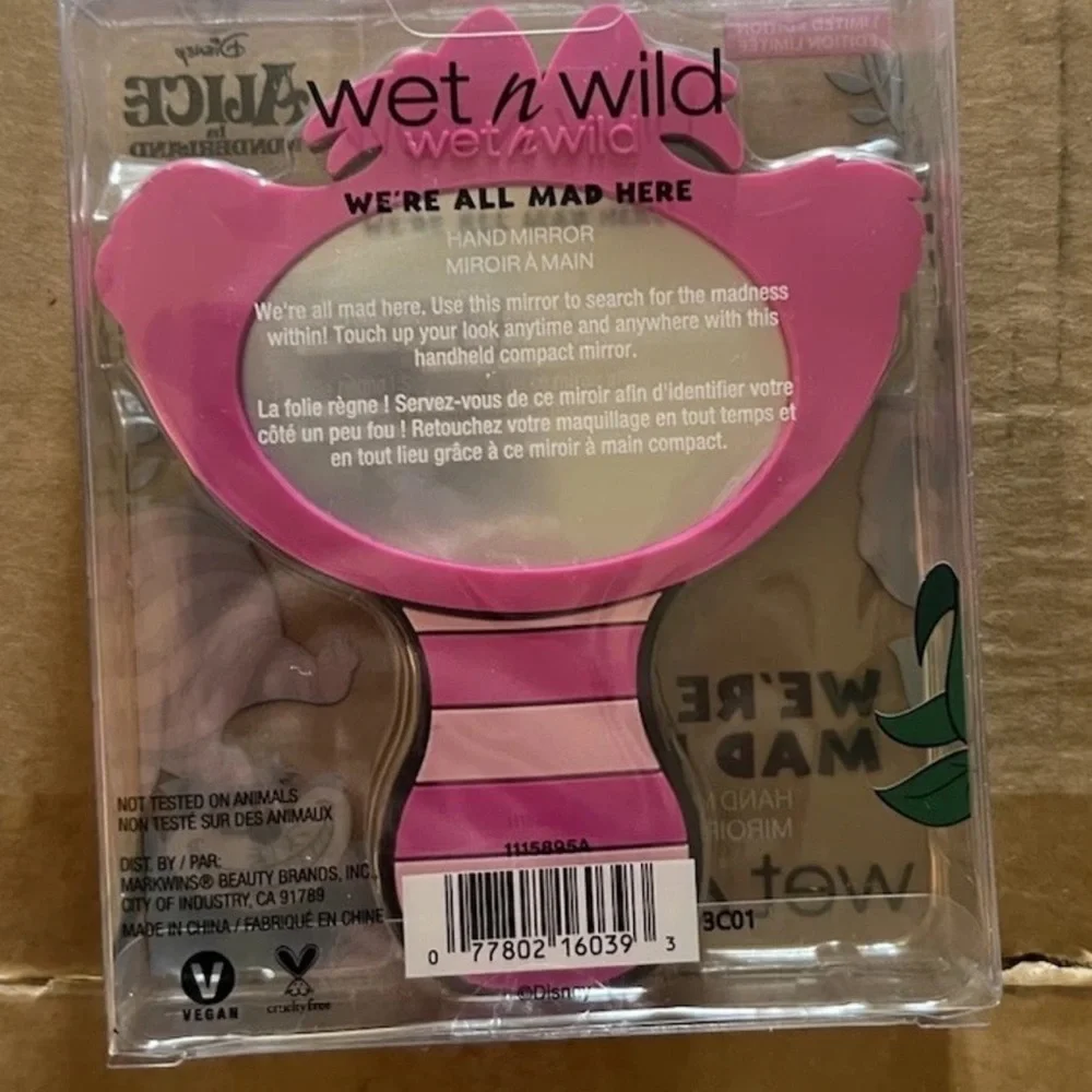 wet n wild Pink Alice in Wonderland Cosmetic Pouch with Cheshire Cat Mirror